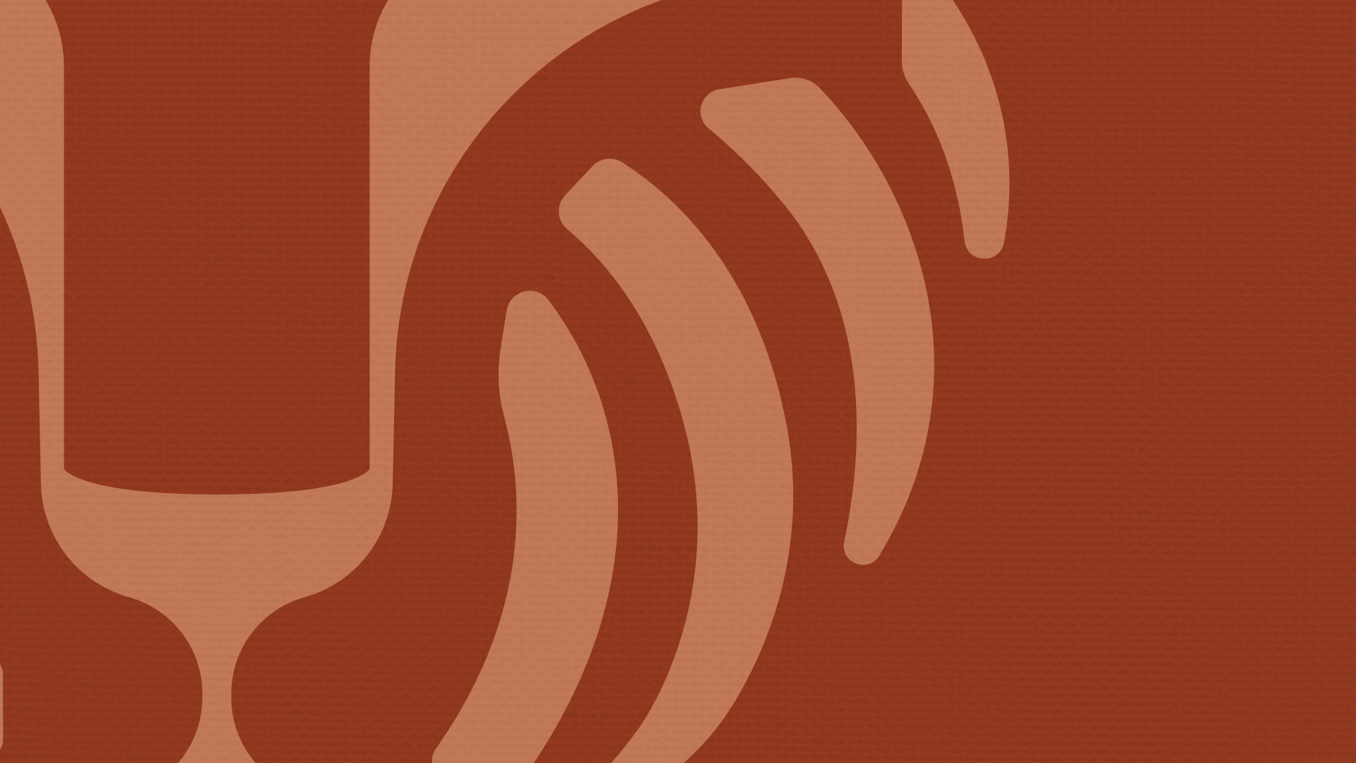 Abstract design with curved lines in shades of red and orange on a textured background.